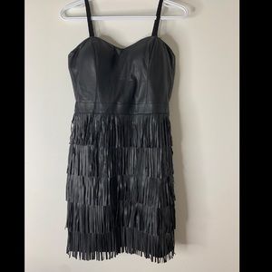 Guess Flapper Leather Dress Size 6 Black